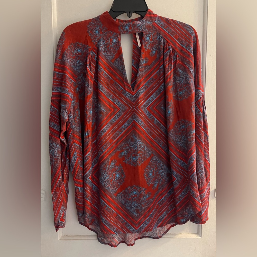 Free People Walking On a Dream Cut-Out Choker Tunic Top  Red Size XS